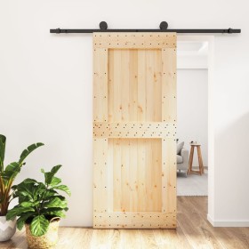 Schiebetür mit massiven Kiefernhölzern und Beschlägen, 90x210 cm. von vidaXL, Türen - Ref: Foro24-3203073, Preis: 199,81 €, R...