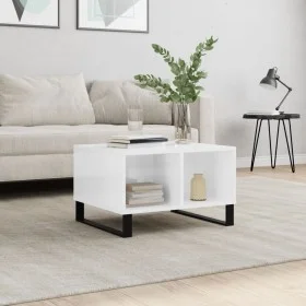 Couchtisch aus weiß glänzendem Sperrholz 60x50x36,5 cm von vidaXL, Couchtisch - Ref: Foro24-830550, Preis: 55,84 €, Rabatt: %