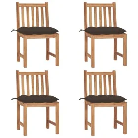 Gartenstühle 4 Einheiten aus massivem Teakholz mit Kissen von vidaXL, Gartenstühle - Ref: Foro24-3073111, Preis: 448,26 €, Ra...