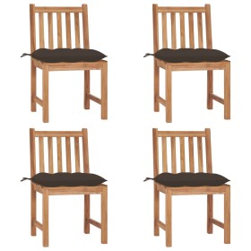 Gartenstühle 4 Einheiten aus massivem Teakholz mit Kissen von vidaXL, Gartenstühle - Ref: Foro24-3073111, Preis: 460,66 €, Ra...