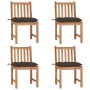 Garden chairs 4 units solid teak wood with cushions by vidaXL, Garden chairs - Ref: Foro24-3073111, Price: 460,77 €, Discount: %
