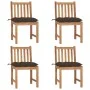 Sillas de jardín 4 unidades madera maciza de teca con cojines de vidaXL, Sillas de jardín - Ref: Foro24-3073111, Precio: 448,...