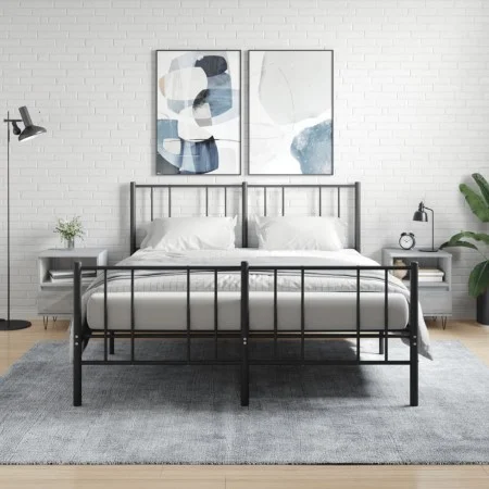 Mesita de noche 2 uds madera ingeniería gris Sonoma 40x35x50 cm de vidaXL, Mesitas de noche - Ref: Foro24-830633, Precio: 70,...