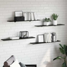 Tablero de Estantería 4 pcs Negro 100 x 20 x 1.5 cm en Librerías y estanterías | Comprar online en Foro24