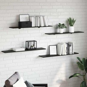 Tablero de Estantería 4 pcs Negro 100 x 20 x 1.5 cm en Librerías y estanterías | Comprar online en Foro24