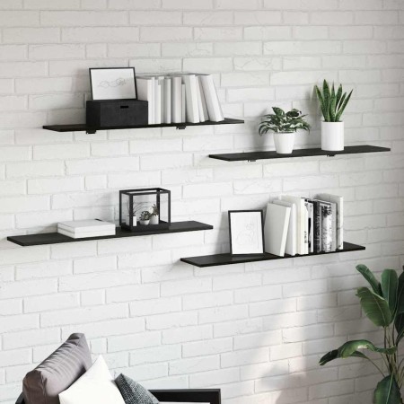 Tablero de Estantería 4 pcs Negro 100 x 20 x 1.5 cm en Librerías y estanterías | Comprar online en Foro24