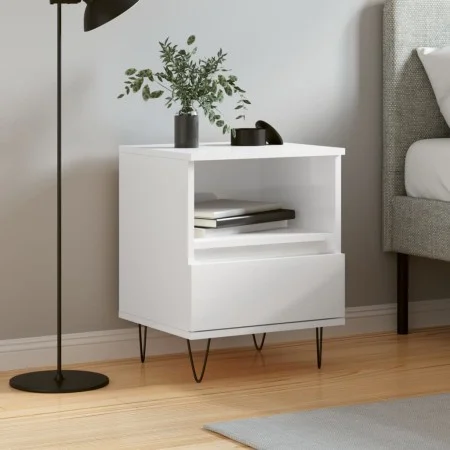 Mesita de noche madera contrachapada blanco brillo 40x35x50 cm de vidaXL, Mesitas de noche - Ref: Foro24-830624, Precio: 45,6...