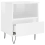 Mesita de noche madera contrachapada blanco brillo 40x35x50 cm de vidaXL, Mesitas de noche - Ref: Foro24-830624, Precio: 45,6...