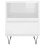 Mesita de noche madera contrachapada blanco brillo 40x35x50 cm de vidaXL, Mesitas de noche - Ref: Foro24-830624, Precio: 45,6...