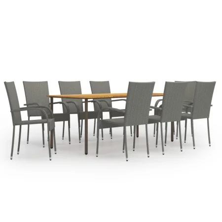 9-piece gray PE rattan garden dining furniture set by vidaXL, Garden sets - Ref: Foro24-3072506, Price: 639,76 €, Discount: %