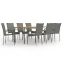 9-piece gray PE rattan garden dining furniture set by vidaXL, Garden sets - Ref: Foro24-3072506, Price: 639,76 €, Discount: %