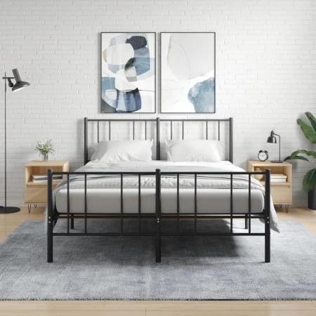 Mesitas noche 2 uds madera ingeniería roble Sonoma 40x35x50 cm de vidaXL, Mesitas de noche - Ref: Foro24-830627, Precio: 68,9...