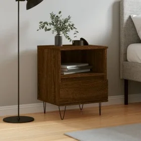 Mesita de noche madera de ingeniería marrón roble 40x35x50 cm de vidaXL, Mesitas de noche - Ref: Foro24-830634, Precio: 46,04...