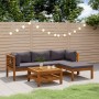 Muebles de jardín 5 pzas cojines madera maciza de acacia