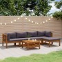 Muebles de jardín 6 pzas cojines madera maciza de acacia