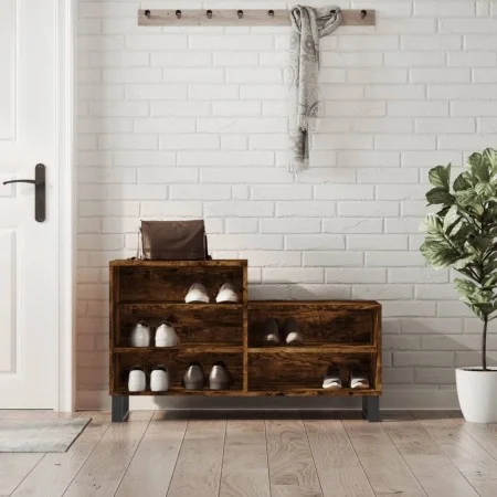 Smoked oak plywood shoe cabinet 102x36x60 cm by vidaXL, Shoe racks and shoe organizers - Ref: Foro24-831401, Price: 50,46 €, ...