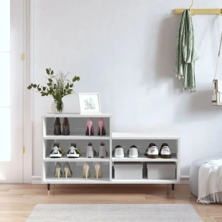 Glossy white plywood shoe cabinet 102x36x60 cm by vidaXL, Shoe racks and shoe organizers - Ref: Foro24-831382, Price: 49,51 €...