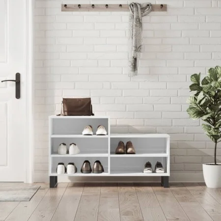 Glossy white plywood shoe cabinet 102x36x60 cm by vidaXL, Shoe racks and shoe organizers - Ref: Foro24-831398, Price: 54,55 €...