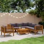 Muebles de jardín 7 pzas cojines madera maciza de acacia
