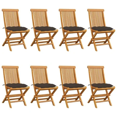 Gartenstühle 8 Einheiten aus Teakholz mit taupegrauen Kissen von vidaXL, Gartenstühle - Ref: Foro24-3072940, Preis: 497,19 €,...