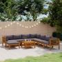 Muebles de jardín 9 pzas cojines madera maciza de acacia