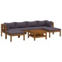Muebles de jardín 7 pzas cojines madera maciza de acacia