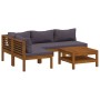 Muebles de jardín 5 pzas cojines madera maciza de acacia