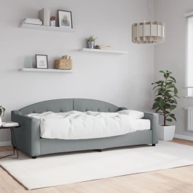 Sofá cama con colchón tela gris claro 90x190 cm