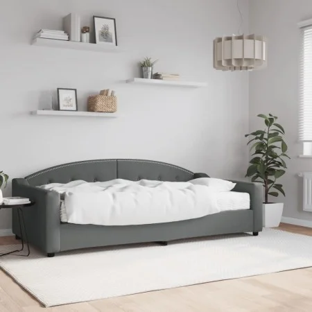 Sofa bed with dark gray fabric mattress 100x200 cm by vidaXL, Beds and slatted bases - Ref: Foro24-3197518, Price: 381,82 €, ...