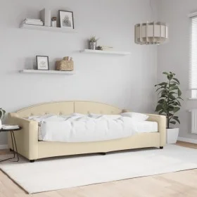 Sofa bed with cream fabric mattress 100x200 cm by vidaXL, Beds and slatted bases - Ref: Foro24-3197521, Price: 374,65 €, Disc...