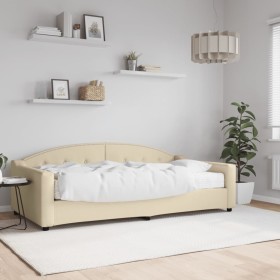 Sofá cama con colchón tela crema 100x200 cm