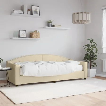 Sofa bed with cream fabric mattress 80x200 cm by vidaXL, Beds and slatted bases - Ref: Foro24-3197511, Price: 309,22 €, Disco...