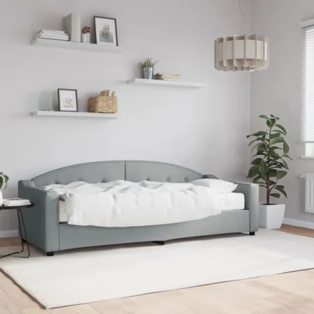 Sofa bed with light gray fabric mattress 80x200 cm by vidaXL, Beds and slatted bases - Ref: Foro24-3197507, Price: 309,22 €, ...