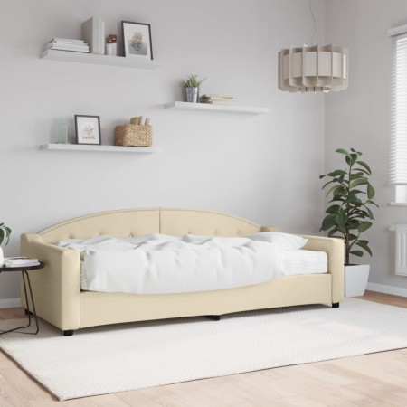 Sofa bed with cream fabric mattress 90x200 cm by vidaXL, Beds and slatted bases - Ref: Foro24-3197516, Price: 311,91 €, Disco...