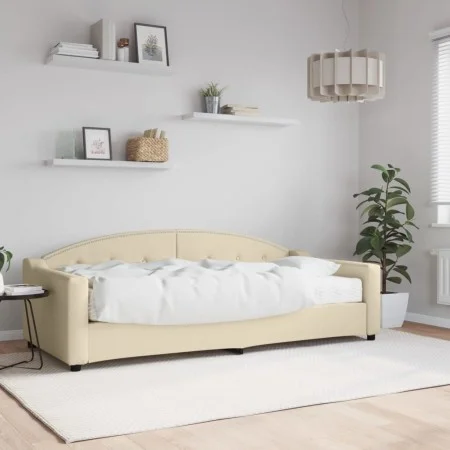 Sofa bed with cream fabric mattress 90x200 cm by vidaXL, Beds and slatted bases - Ref: Foro24-3197516, Price: 329,45 €, Disco...