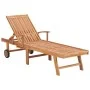 Sun loungers with table and cushion 2 units solid teak wood by vidaXL, Loungers - Ref: Foro24-3073178, Price: 597,57 €, Disco...