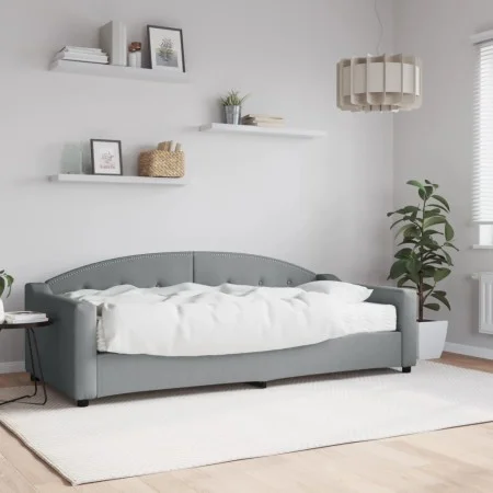 Sofa bed with light gray fabric mattress 90x200 cm by vidaXL, Beds and slatted bases - Ref: Foro24-3197512, Price: 329,80 €, ...