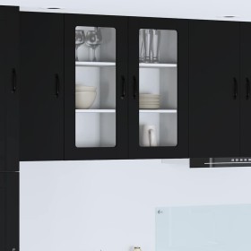 Armario de cocina mural con estante 2 pcs Negro 40 x 31 x 80 cm