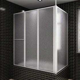 Mampara de ducha de pared en forma L 4 paneles plegables