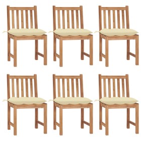 Garden chairs 6 units solid teak wood with cushions by vidaXL, Garden chairs - Ref: Foro24-3073132, Price: 694,29 €, Discount: %