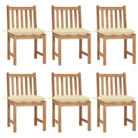 Garden chairs 6 units solid teak wood with cushions by vidaXL, Garden chairs - Ref: Foro24-3073132, Price: 676,09 €, Discount: %