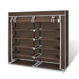 Cloth shoe rack with brown cover 115x28x110 cm by vidaXL, Shoe racks and shoe organizers - Ref: Foro24-240494, Price: 36,91 €...