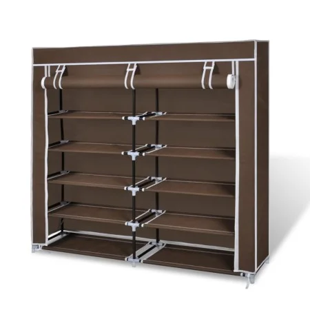 Stoff Zapatero mit braunem Bezug 115x28x110 cm von vidaXL, Schuhregale und Schuhorganisatoren - Ref: Foro24-240494, Preis: 36...