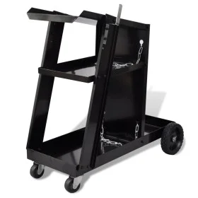 Black welding cart with 3 shelves workshop organizer by vidaXL, Cargo forklifts - Ref: Foro24-140950, Price: 73,31 €, Discoun...