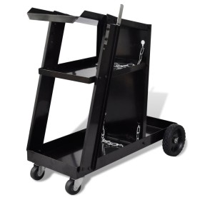 Carro de soldadura negro con 3 estantes organizador de taller de vidaXL, Carretillas de carga - Ref: Foro24-140950, Precio: 7...