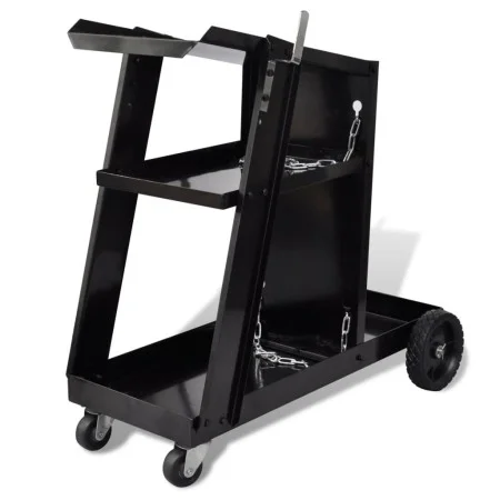 Carro de soldadura negro con 3 estantes organizador de taller de vidaXL, Carretillas de carga - Ref: Foro24-140950, Precio: 7...