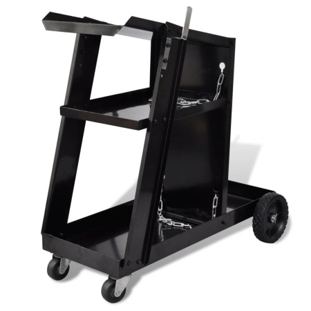 Schwarzer Schweißwagen mit 3 Regalen Werkstatt-Organizer von vidaXL, Lastenstapler - Ref: Foro24-140950, Preis: 66,80 €, Raba...