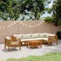 Muebles de jardín 7 pzas cojines crema madera maciza de acacia