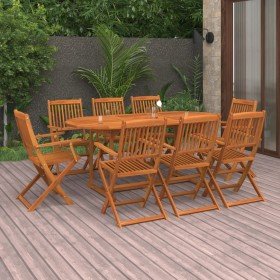 Juego comedor de jardín 9 pzas madera maciza acacia 180x90x75cm Juego comedor de jardín 9 pzas madera maciza acacia 180x90x75cm