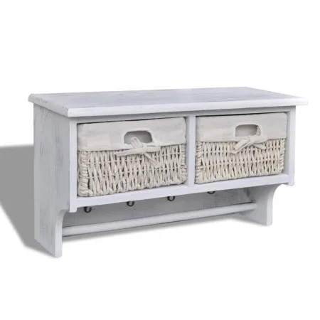 White Paulownia wood wall shelf 60x23.5x33 cm by vidaXL, Hat and coat racks - Ref: Foro24-240792, Price: 70,17 €, Discount: %
